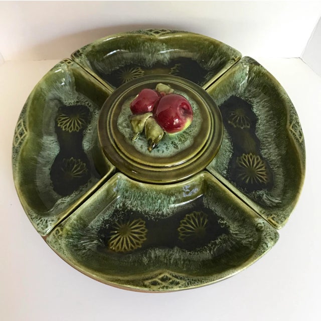 Folk Art Handcrafted Pottery Rotating Serving Set of 6 For Sale - Image 3 of 7