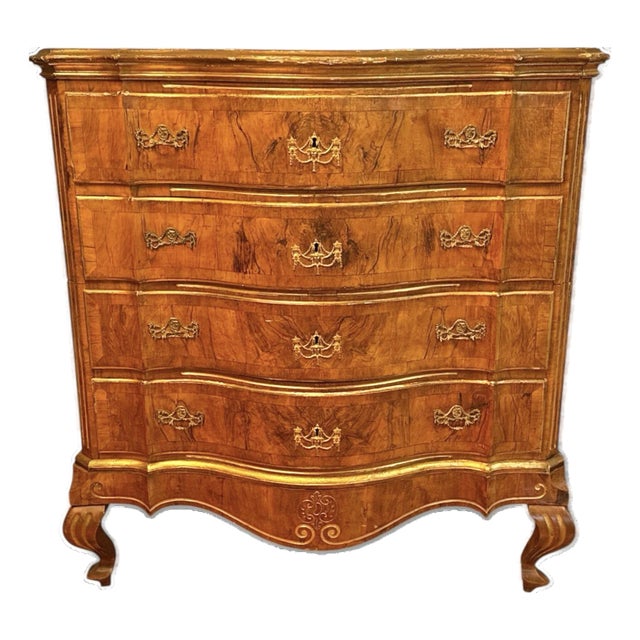 18th Century Burl Walnut Four Drawer Commode For Sale