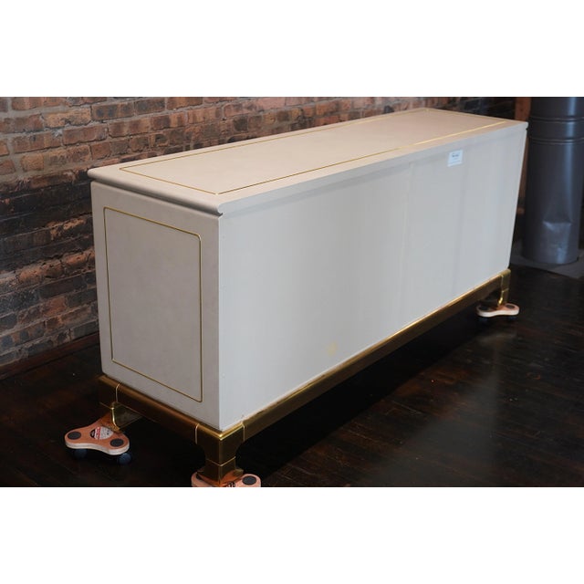 Mastercraft Faux Leather and Brass Buffet Attributed to Mastercraft Circa 1980 For Sale - Image 4 of 11