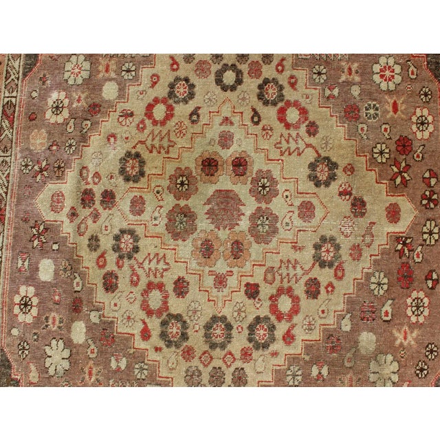 Textile Antique Khotan Medallion Rug in Neutrals With Floral Motifs All-Over 6'4" X11'6" For Sale - Image 7 of 10