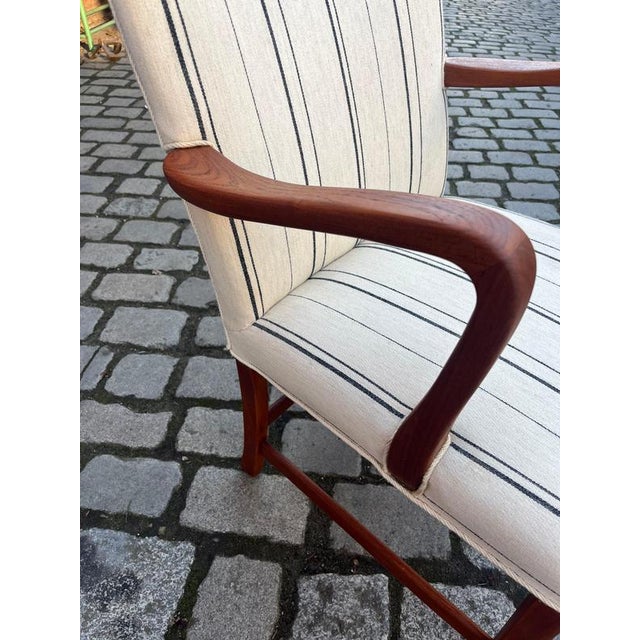 Brown Danish Lounge Chair with Piped Upholstery For Sale - Image 8 of 11