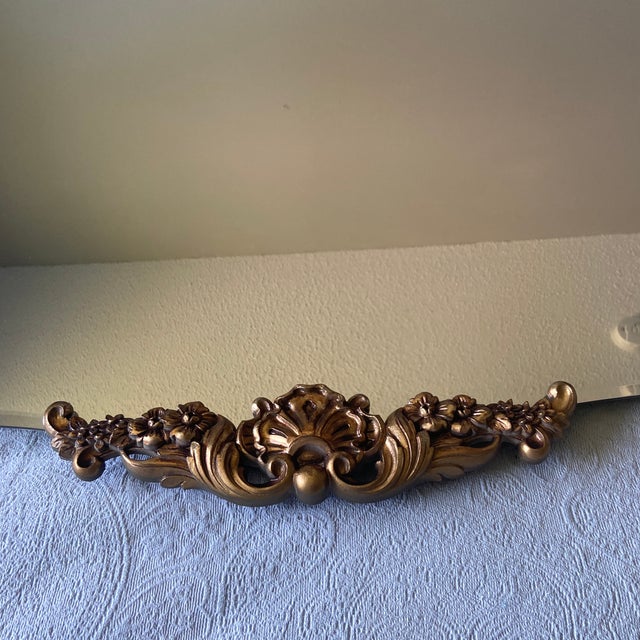 Brass Large Basset Vintage Regency Mid Century Frameless Mirror With Gilded Details at Edges For Sale - Image 8 of 13