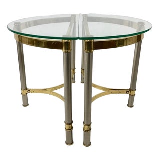Vintage Semi Circle Brass Side Tables, 1970s, Set of 2 For Sale