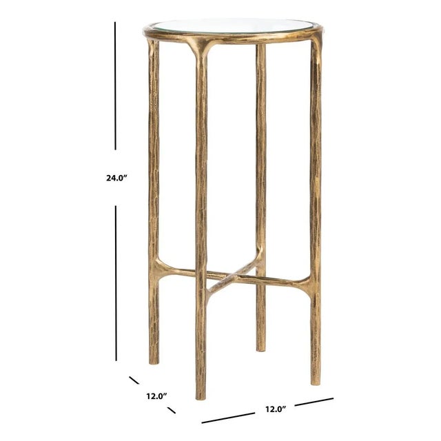 Metal Jessa Forged Metal Tall Round End Table - Brass For Sale - Image 7 of 8