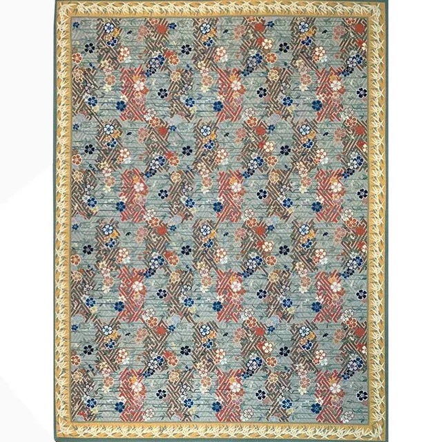Handwoven Japanese Style Aubusson Area Rug 9’0″ X 12’0″ For Sale - Image 10 of 10