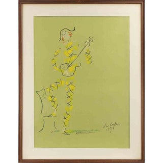 Jean Cocteau, Harlequin with the Guitar, Lithograph, 1954 For Sale
