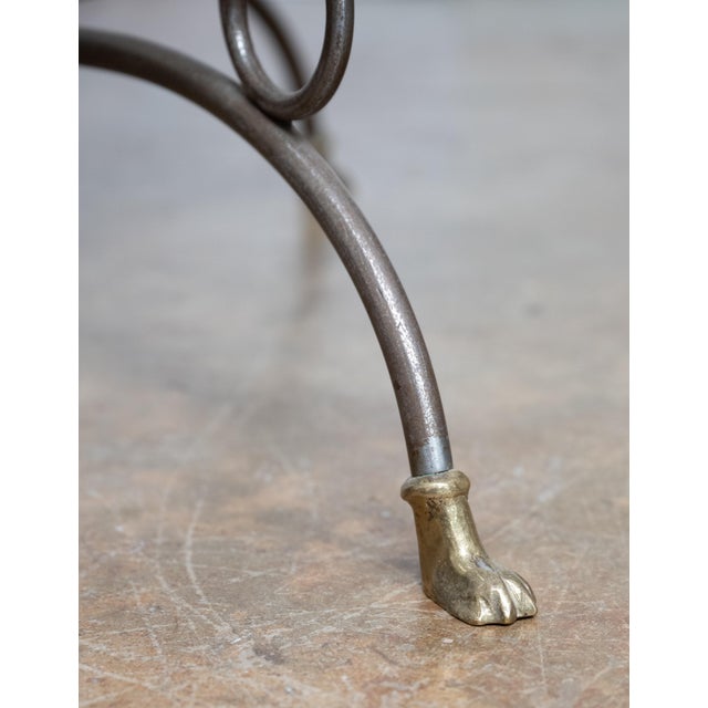 Silver French Mid-Century Coffee or Low Table With Wrought Iron Base and Glass Top For Sale - Image 8 of 11