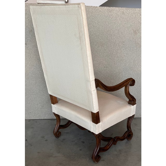 Wood Louis Xvi Style Spanish Pair of Carved Walnut Armchairs, 1900s For Sale - Image 7 of 12