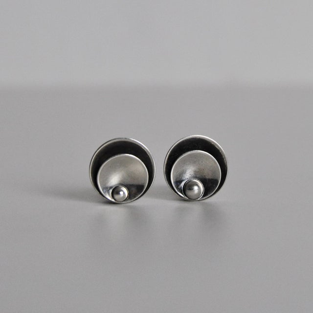 Vintage Sterling Silver Earclips by Hermann Siersbøl, 1950s, Set of 2 For Sale - Image 7 of 7