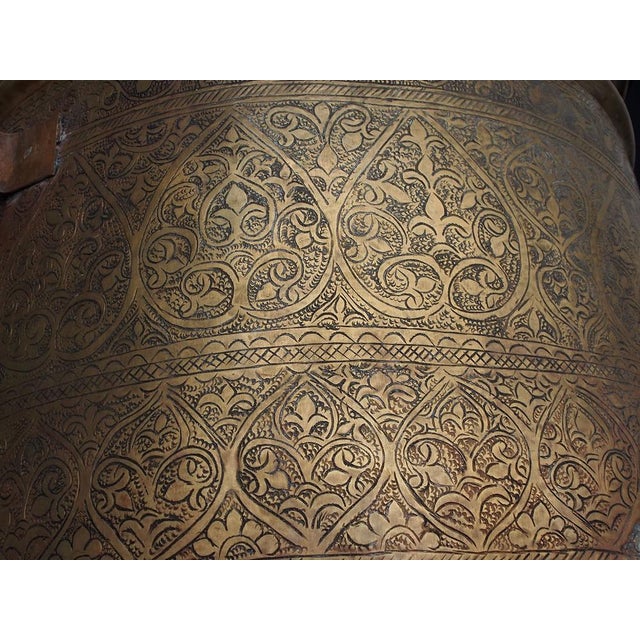 Brown Large Antique Islamic Engraved Brass Bucket, 1920s For Sale - Image 8 of 14