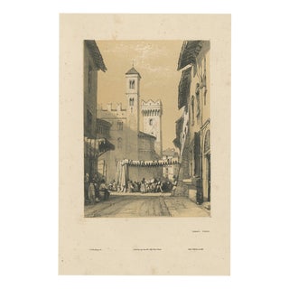 J.D. Harding, Trent, Tyrol, Street Scene, 1836, Lithograph For Sale
