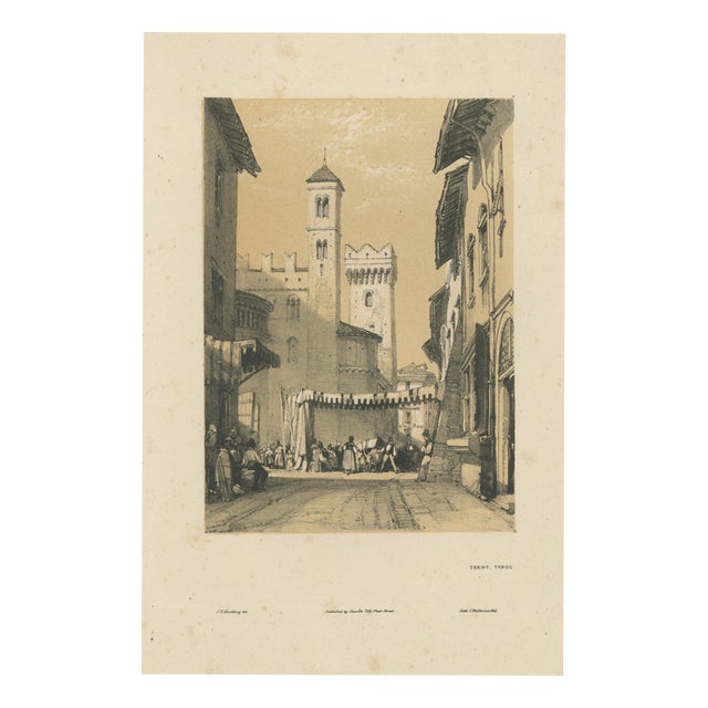 J.D. Harding, Trent, Tyrol, Street Scene, 1836, Lithograph For Sale