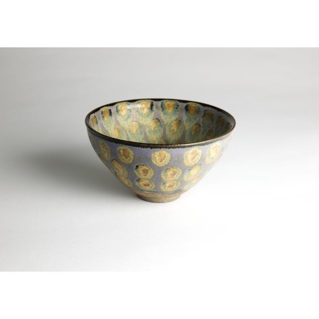Mid 20th Century Chinese Temmoku Variant Stoneware Tea Bowl, Spotted Eye Glaze, Incised Mark For Sale - Image 5 of 7