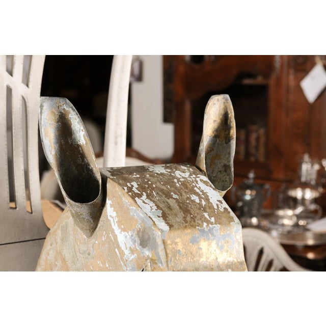 Wood French 1890s Gilded Zinc Horse Head Sculpture with Angular Traits and Patina For Sale - Image 7 of 12