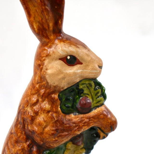 Farmhouse Vintage Vaillancourt Sculptural Folk Art Chalkware Hand Painted Standing Rabbit Figurine For Sale - Image 3 of 9