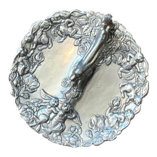 Vintage Boho Arthur Court Pewter Leaping Hare Serving Tray For Sale