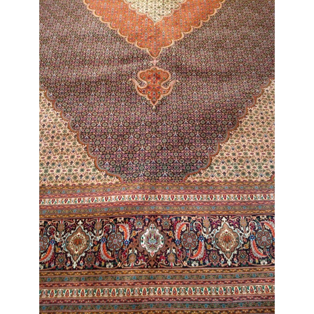Antique Persian Tabriz Mahi Rug, Hand-Knotted Wool & Silk, Herati Geometric Pattern, 10x13 For Sale - Image 9 of 16