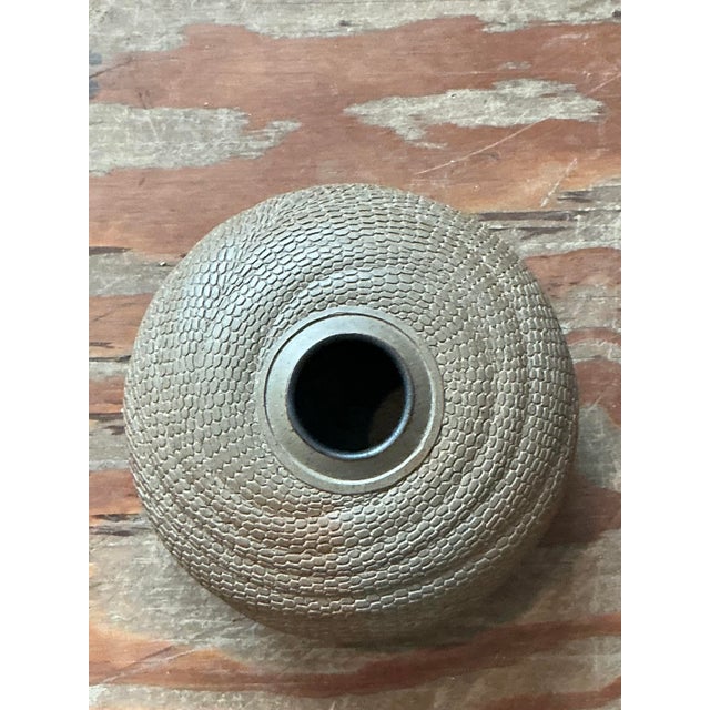 Contemporary Vintage Boho Snake Skin Original Studio Pottery Vase For Sale - Image 3 of 12
