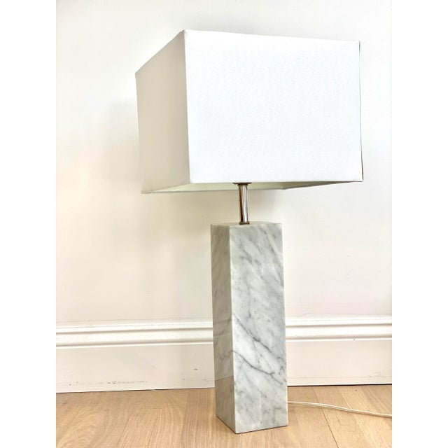 Modernist Light Gray Carrara Marble Table Lamp in the Manner of Walter Von Nessen For Sale - Image 13 of 13