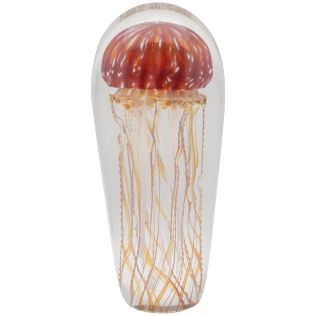 Glass Golden Barberry Glass Jellyfish Sculpture For Sale - Image 7 of 7