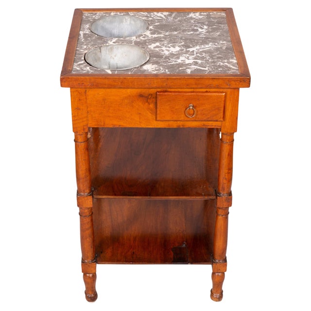 Charles X Walnut and Marble Drinks Table or Rafraichissoire For Sale - Image 9 of 13