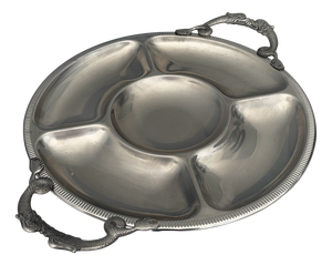 Vintage Round Stainless Steel Serving Tray by Jean Couzon, 1970s