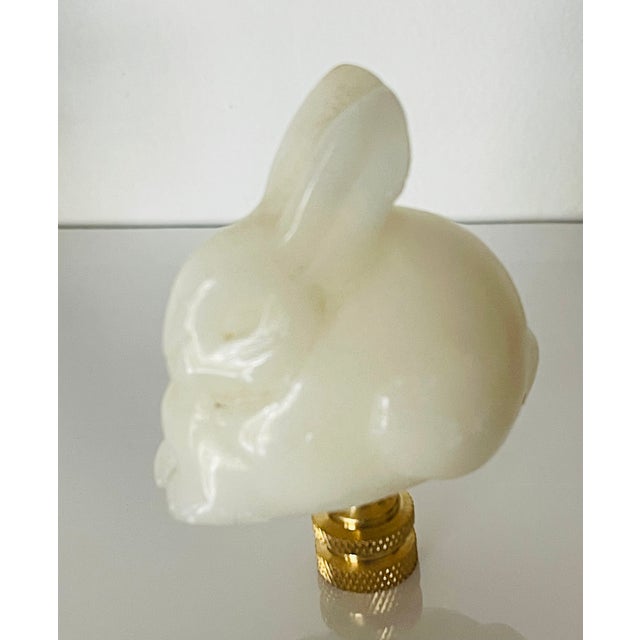 Vintage Alabaster Rabbit Figurine Lamp Finial For Sale - Image 4 of 4