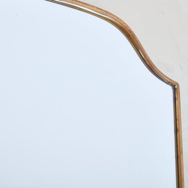 Large Curved Top Brass Frame Mirror No. 01, Italy 1970s For Sale In Chicago - Image 6 of 11