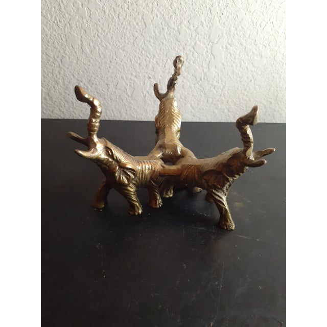 1950s 1950s Art Nouveau Solid Brass Trunk Up Elephant Figurine Vase Holder For Sale - Image 5 of 5