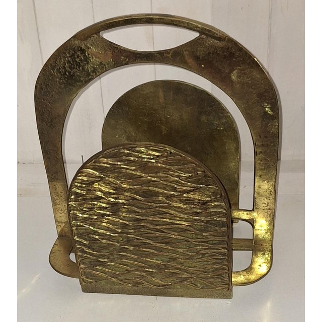 Vintage Brutalist Italian Newspaper Rack in Brass, 1970s For Sale - Image 6 of 7