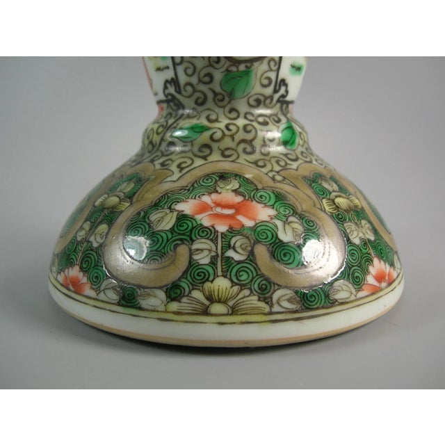 19th Century Chinese Famille-Verte Porcelain Candle Holder For Sale - Image 4 of 12