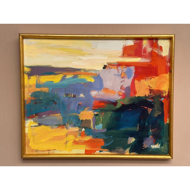 Ubaid Syed, Abstract, 1950s, Oil on Canvas, Framed For Sale - Image 11 of 18