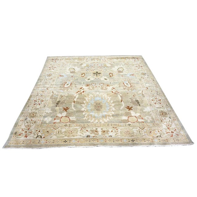 Condition: New Origin: Persia Design: Sultanabad Actual size: 7'9" X 8'2" &nbsp;Thickness: 1/4" Color: Khaki, Slate,...