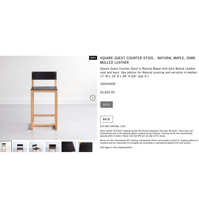 2020s BDDW Square Guest Counter Stool in Natural Maple With Dark Mulled Leather For Sale - Image 5 of 5