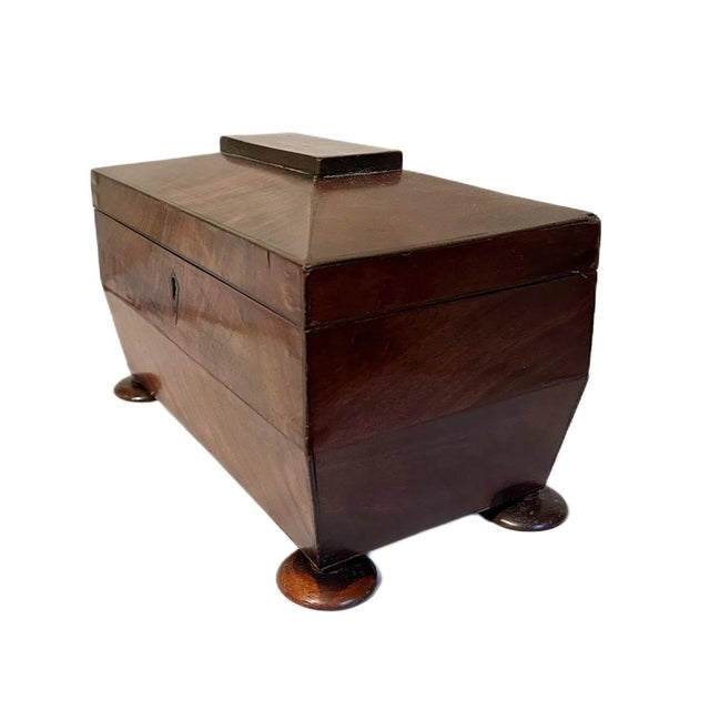William IV Antique Early 19th Century William IV Regency English Mahogany Tea Sarcophagus Caddy For Sale - Image 3 of 9