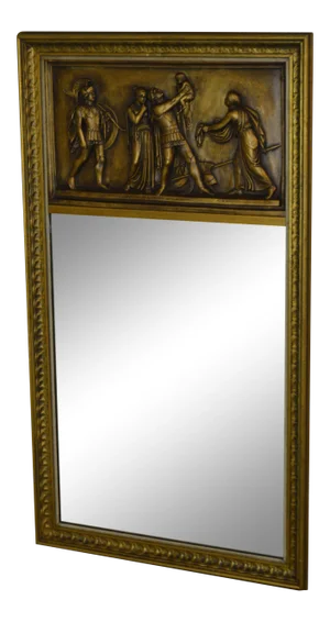 Gilt Relief Plaque Trumeau Mirror