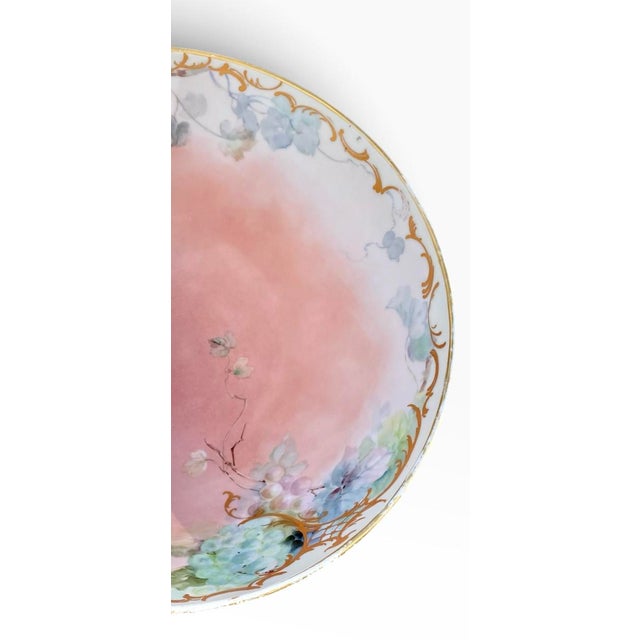 Antique Limoges Porcelain Punch Bowl, Hand-Painted Grapes, France For Sale - Image 14 of 17