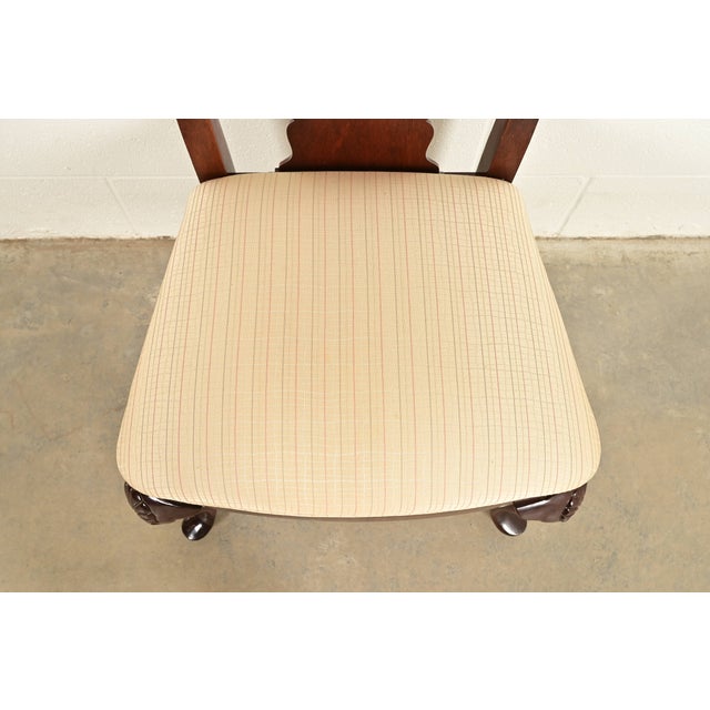 Wood Thomasville Queen Anne Carved Solid Mahogany Dining Chairs, Set of Six For Sale - Image 7 of 13