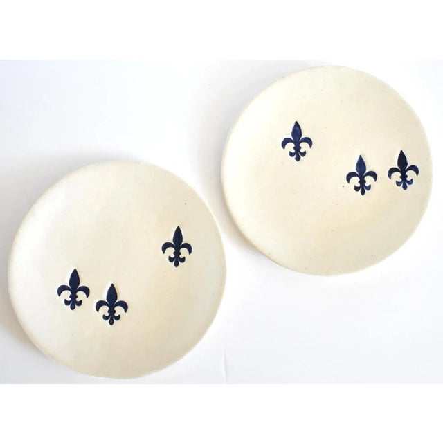 Contemporary Handmade Fleur De Lys Plates- a Pair For Sale - Image 9 of 9