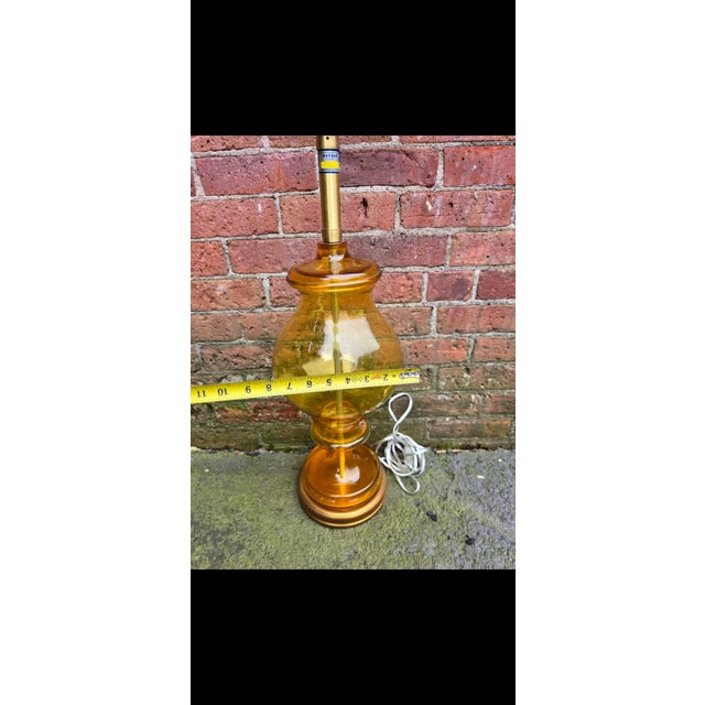 1970s Mid 20th Century Hollywood Regency Marbro Original Amber Glass Lamp For Sale - Image 5 of 8