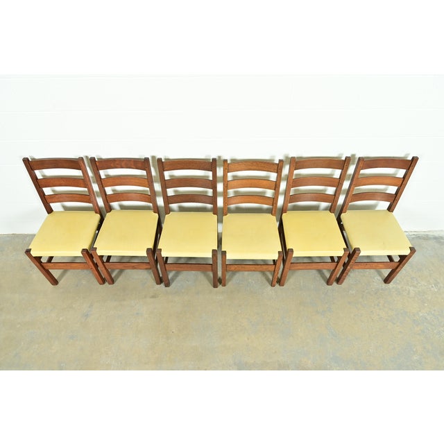 Early 20th Century Gustav Stickley Antique Mission Oak Arts & Crafts Ladder Back Dining Chairs, Set of Six For Sale - Image 5 of 13