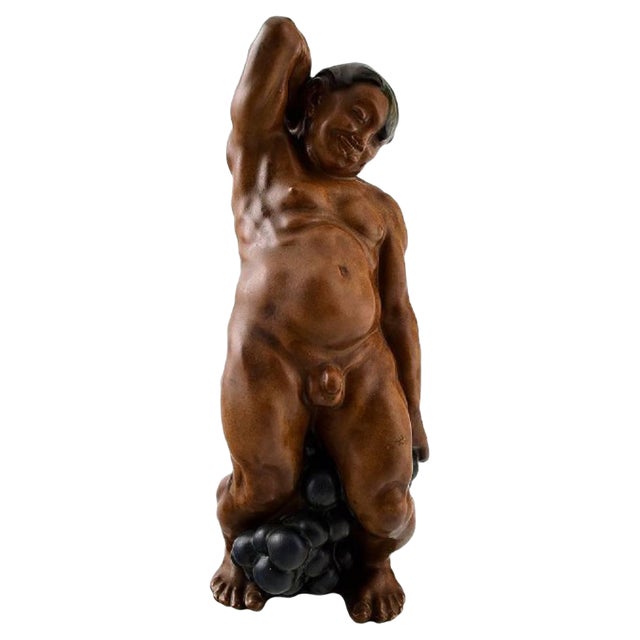 Figurine of a Man Standing with Grapes by Kai Nielsen for Bing & Grondahl, 1920s For Sale