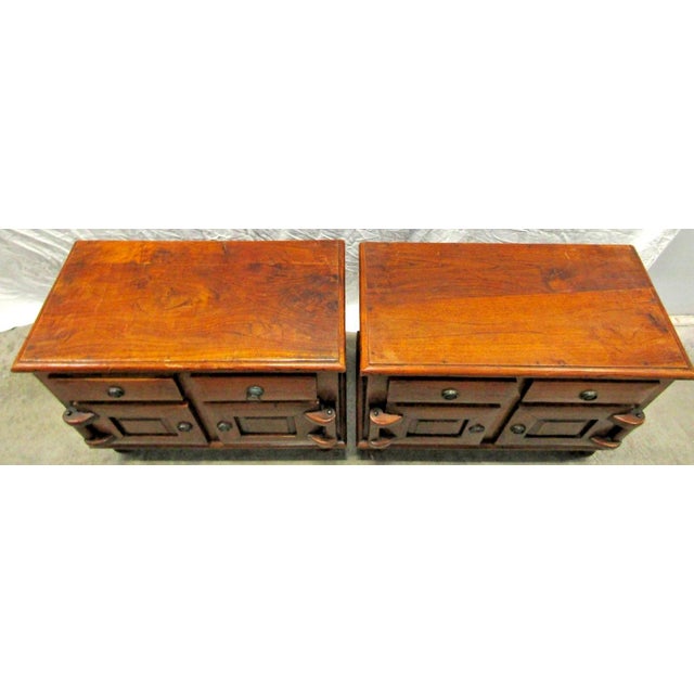 Traditional Matched Pair of Antique Dutch Colonial 19th Century Teak Nightstand/End Tables For Sale - Image 3 of 16