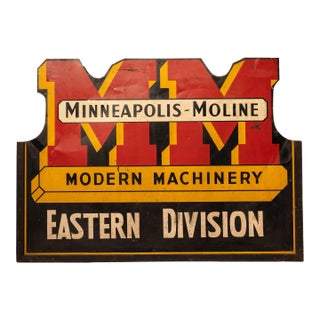 1930s–1940s Minneapolis-Moline Modern Machinery Tin Advertising Sign For Sale