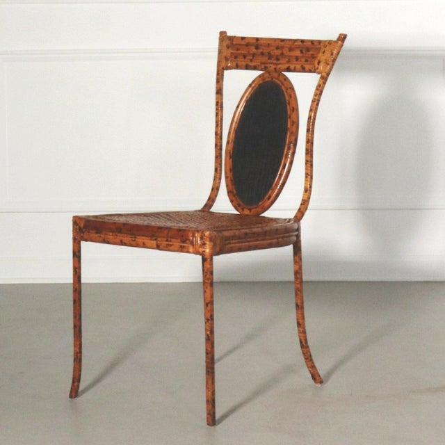 1970's Spotted Bamboo and Wrapped Rattan Iron Side Chair For Sale - Image 10 of 10