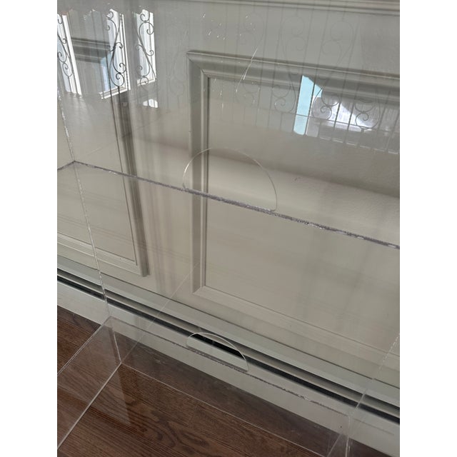 1980s Clear Vintage Lucite Open Cabinet For Sale - Image 5 of 7