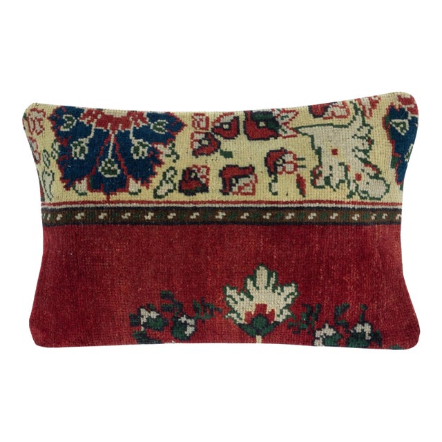 13"x20" Handknotted Turkish Cushion Cover. Rug Throw Pillow. Vintage Toss Pillow For Sale