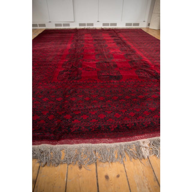 Red Vintage Afghani Ersari Design Rug - 9'1" X 12'3" For Sale - Image 8 of 13