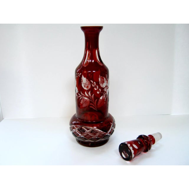 Traditional Antique Bohemian Etched & Cut Glass Decanter For Sale - Image 3 of 6