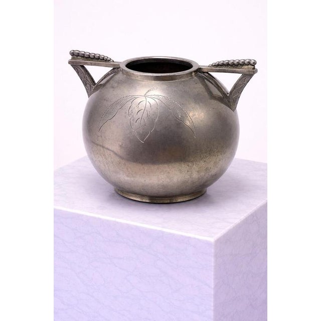Swedish Art Deco Pewter Vase attributed to Lundin & Lundberg, 1930s For Sale - Image 4 of 8